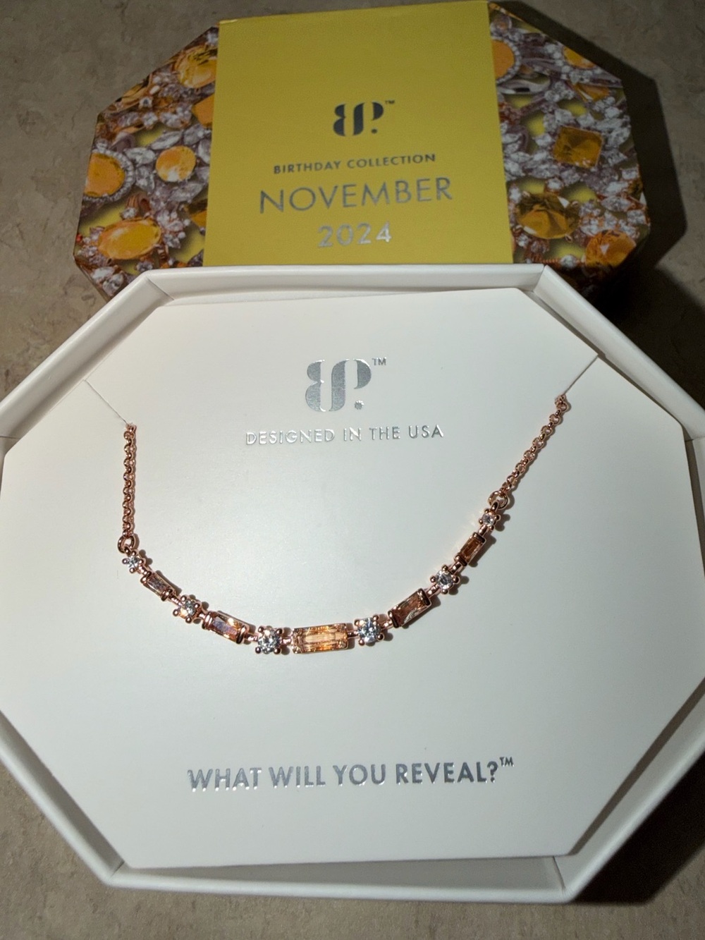 Bomb Party RETRO November Necklace-Just Put Her In My Bag Amber Topaz on RG